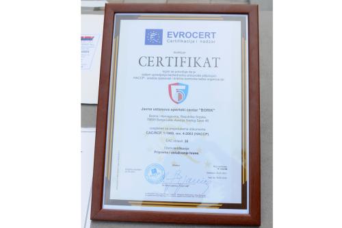 СЦ „Борик“ додијељен HACCP сертификат